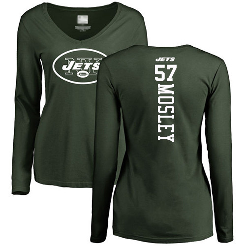 New York Jets Green Women C.J. Mosley Backer NFL Football #57 Long Sleeve T Shirt->nfl t-shirts->Sports Accessory